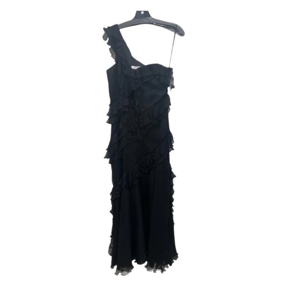 New AMUR Harlow Maxi Dress in Black Silk Sheer Formal One Shoulder Gown Size 4 - Picture 10 of 10